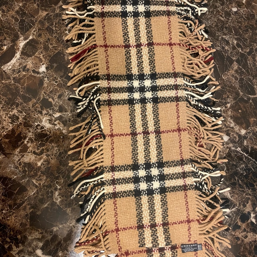 Burberry Beige and Red Checkered Scarf